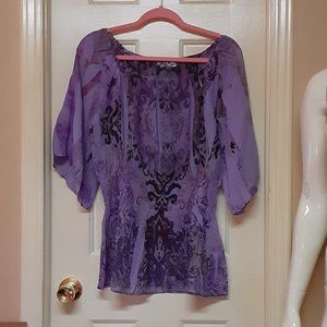 Cato Lavender Blouse With Gathered Waist